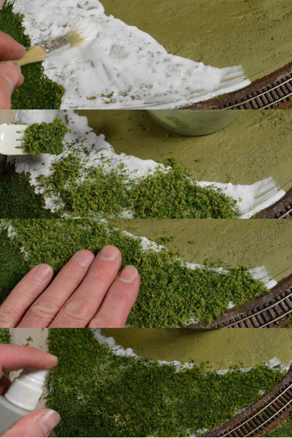 Paint, sprinkle, pat, spritz.